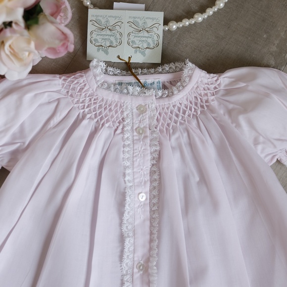 Baby Girl Pink Embroidered Lacy Yoke Daygown main image 1